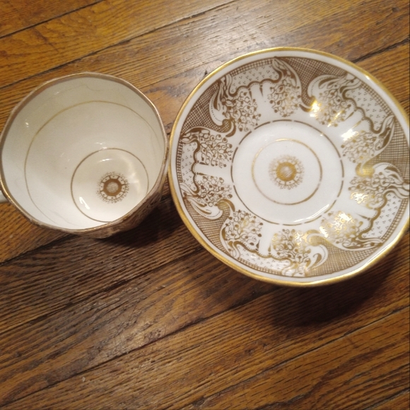 Hicks&Meigh!1806-1822! English bone Fine China gold gilt handpainted saucer&cup! - Picture 7 of 12